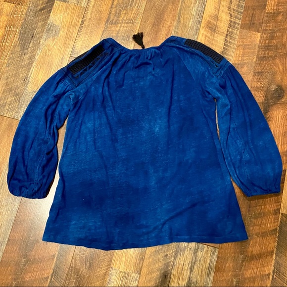 LUCKY BRAND Royal Blue Embroidered Peasant Blouse - Picture 5 of 5